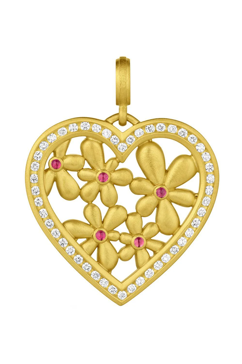 Diamond Pink Sapphire Flora Heart Pendant