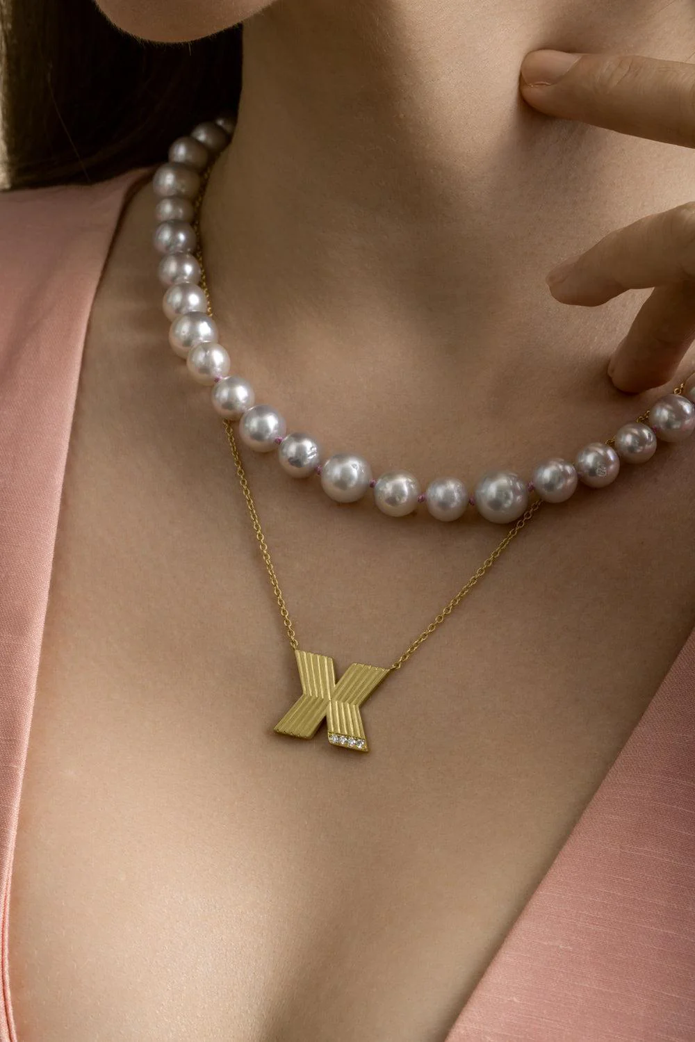 Diamond Small Rigid Initial Necklace - Image 3