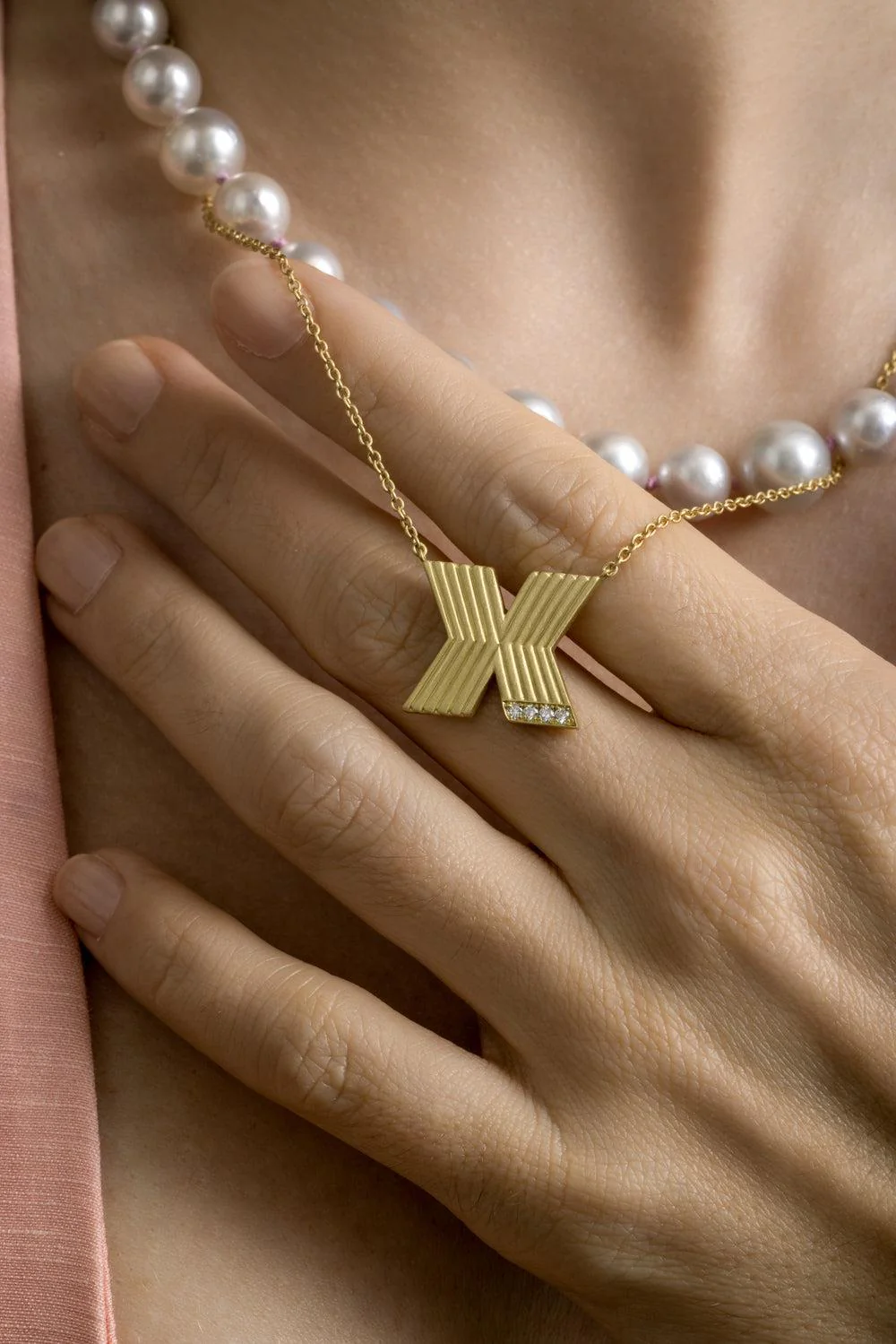 Diamond Small Rigid Initial Necklace - Image 4