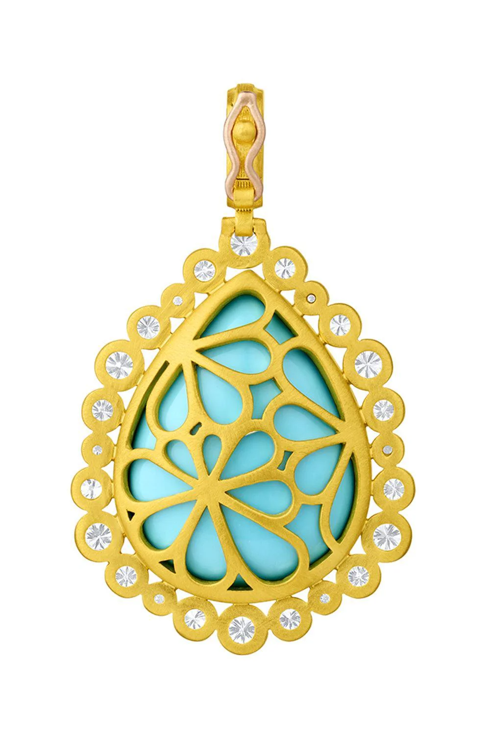 Diamond Turquoise Mermaid Pear Pendant - Image 5