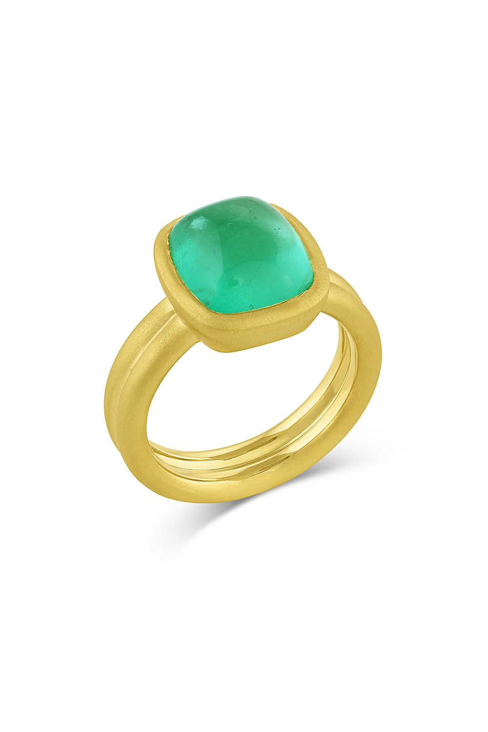 Emerald Puffed Cabochon Ring