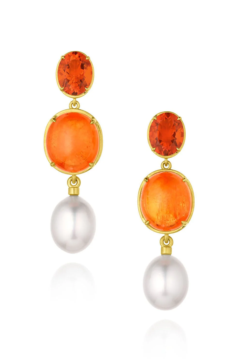 Fire Opal Spessertite Drop Earrings