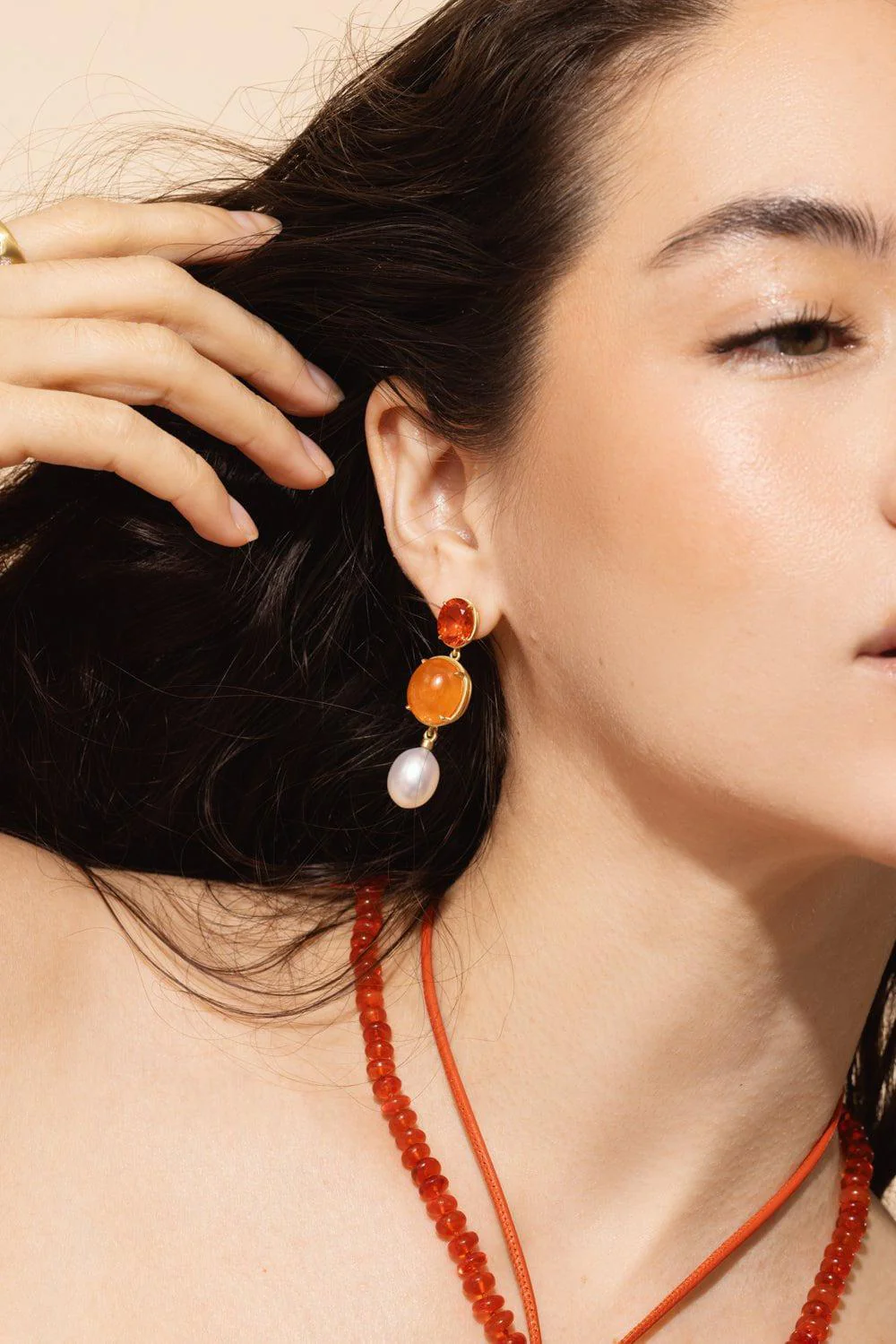 Fire Opal Spessertite Drop Earrings - Image 4