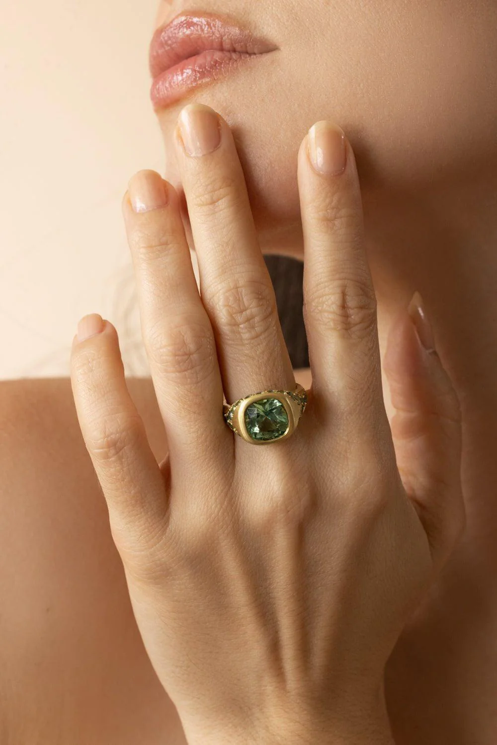Green Tourmaline Bezel Set Ring - Image 2