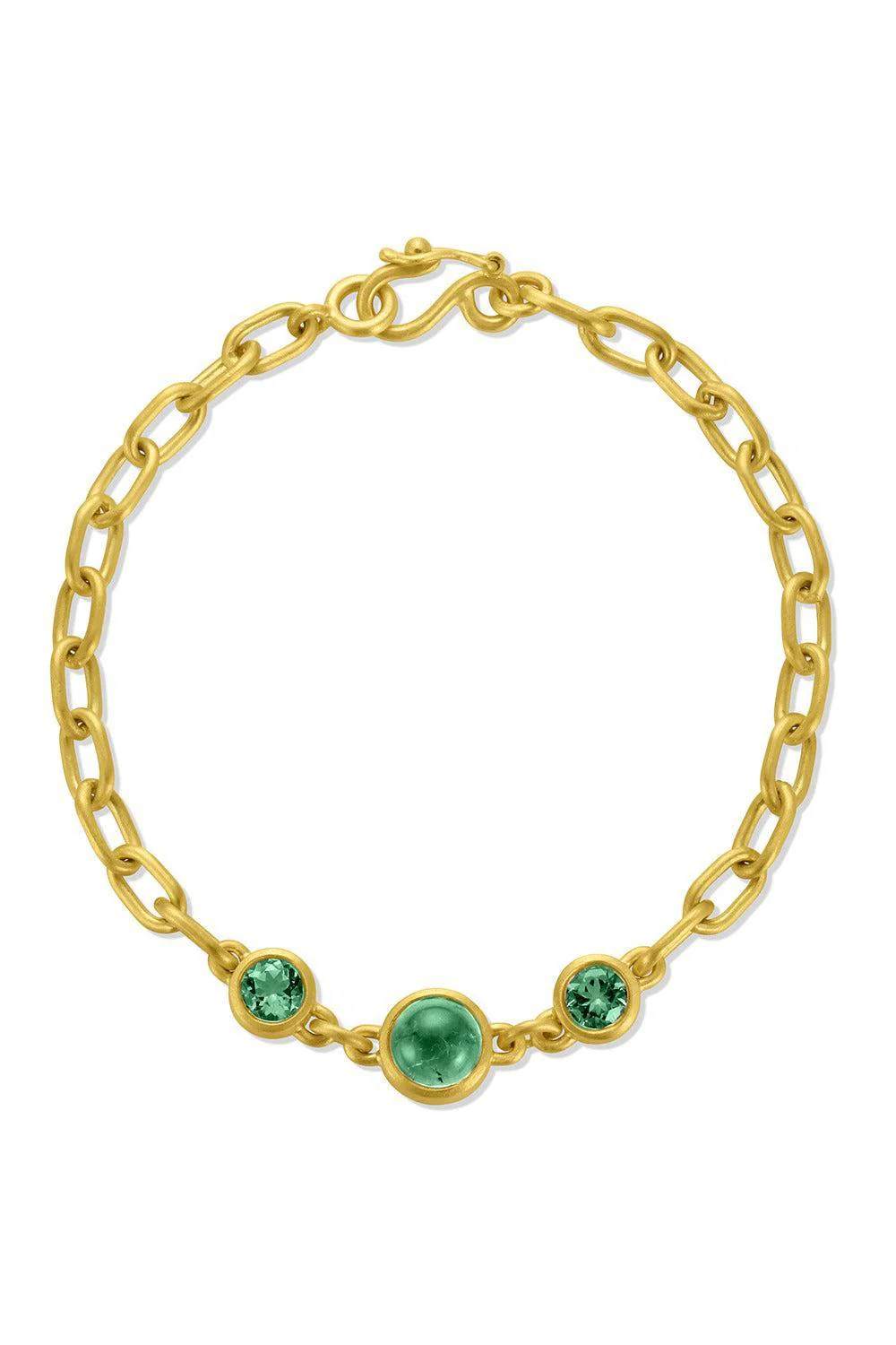 Green Tourmaline Chain Gem Bracelet
