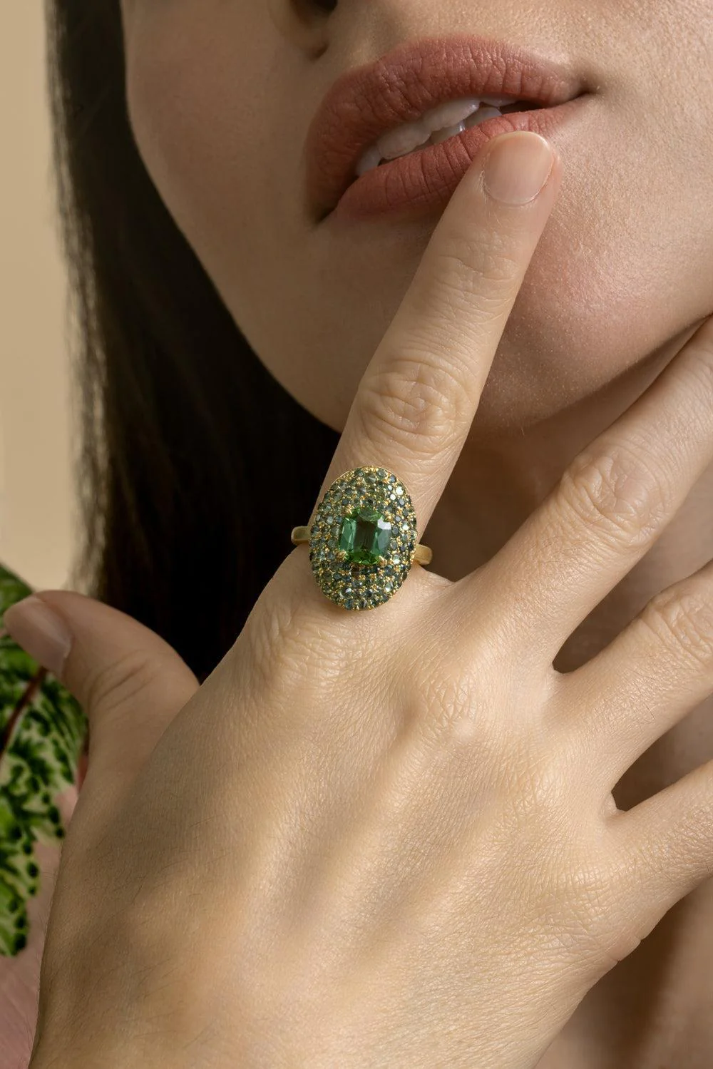Green Tourmaline Faceted Shield Ring - Image 2