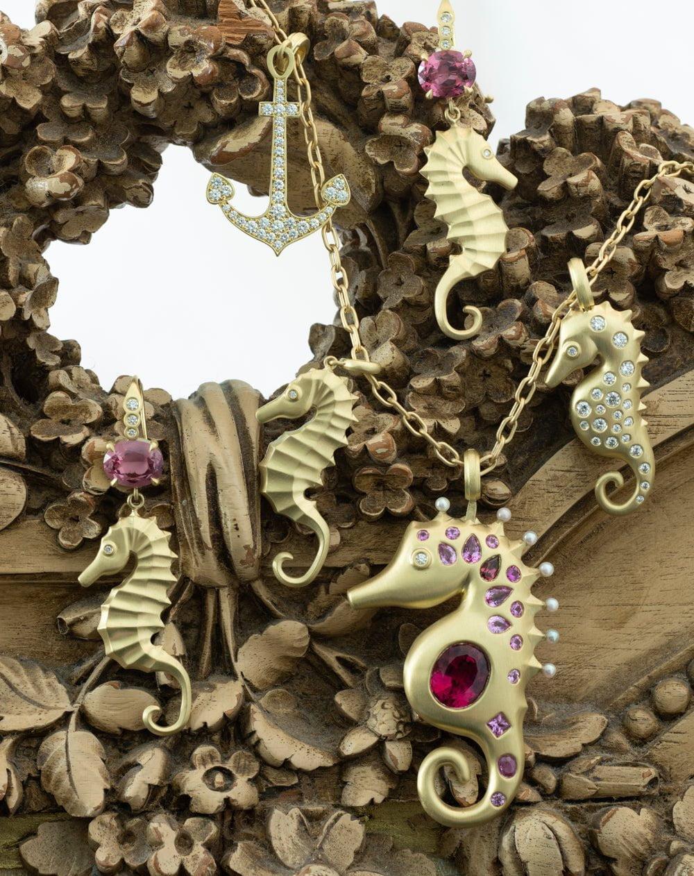 Medium Pink Sapphire Seahorse Pendant - Image 3