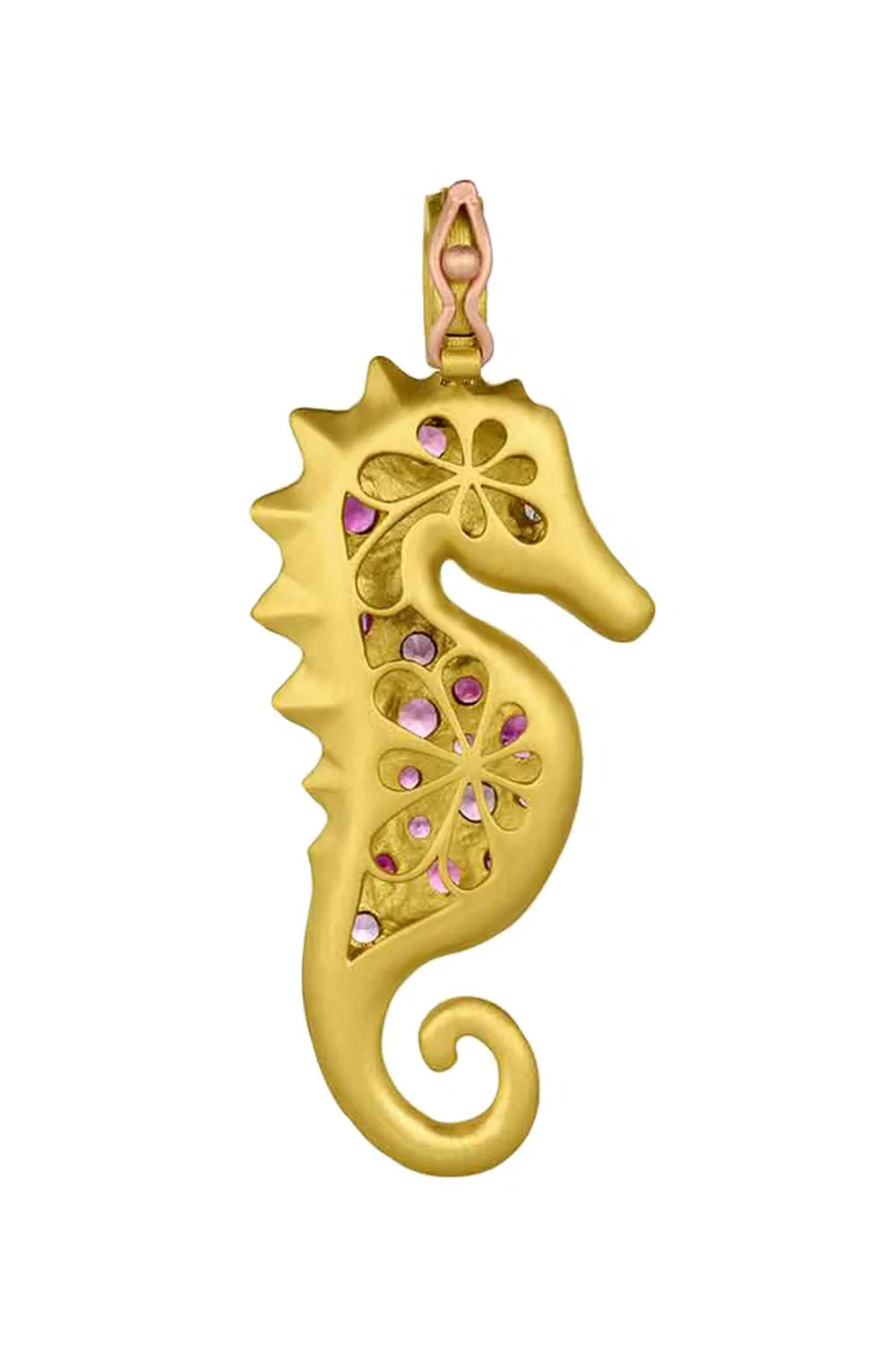 Medium Pink Sapphire Seahorse Pendant - Image 4