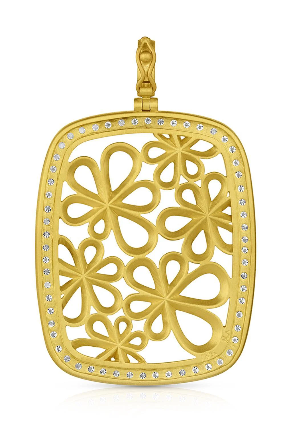 Multi Sapphire Diamond Flora Frame Pendant - Image 6