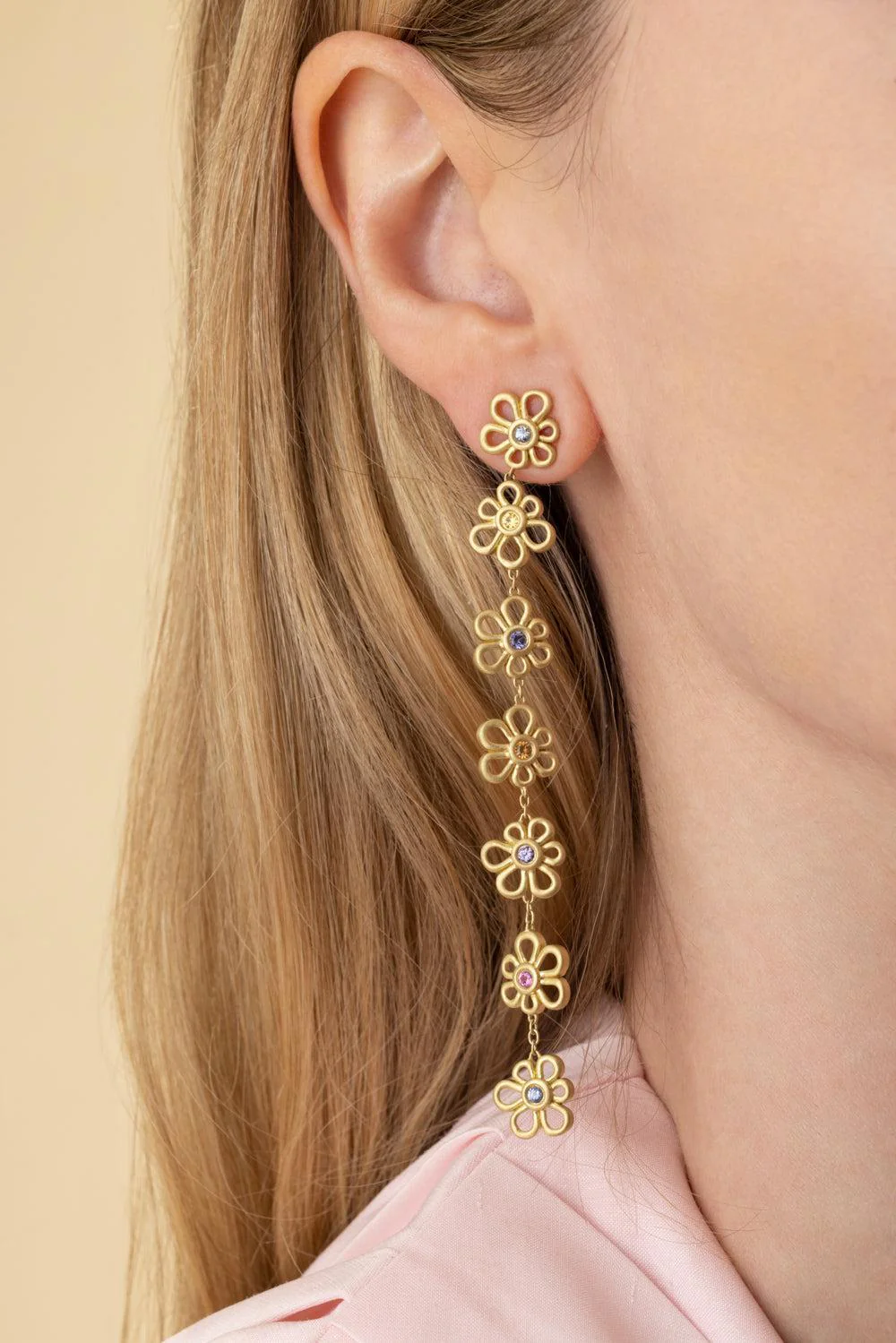 Multi Sapphire Flora Duster Earrings - Image 3