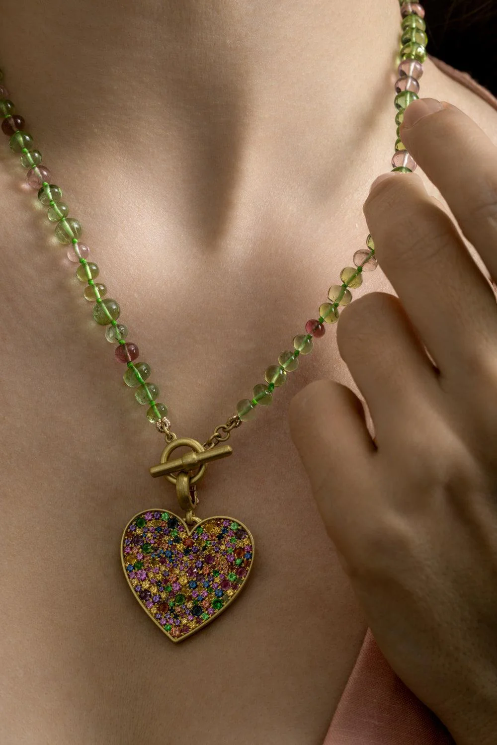Multi Sapphire Medium Heart Pendant - Image 3