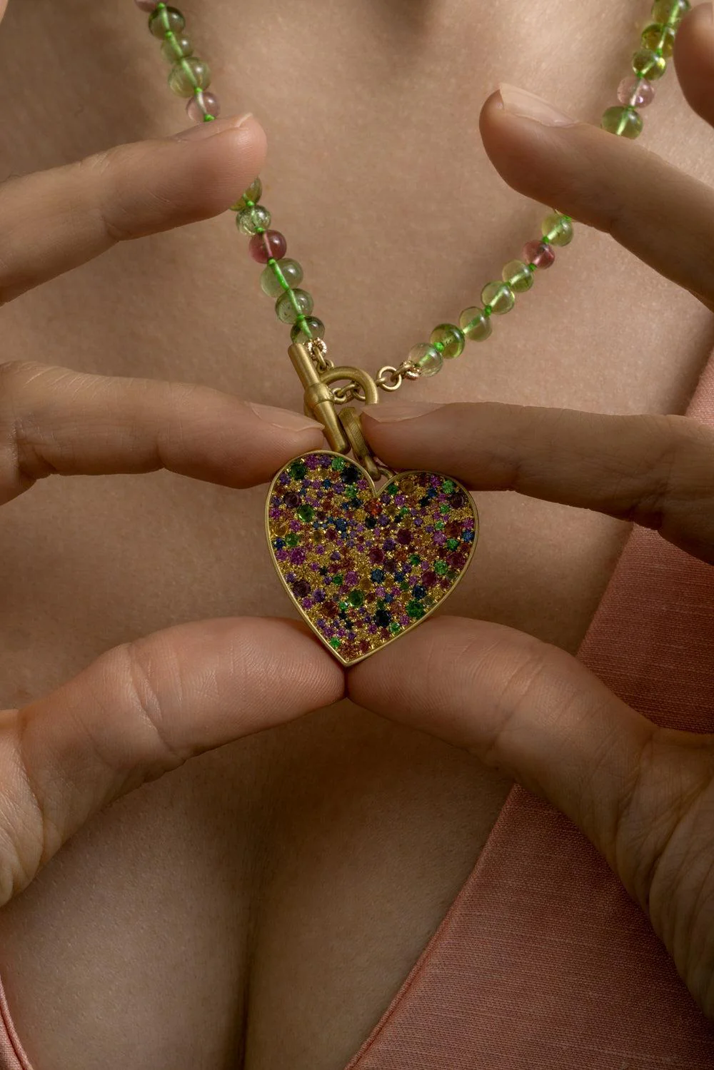 Multi Sapphire Medium Heart Pendant - Image 4