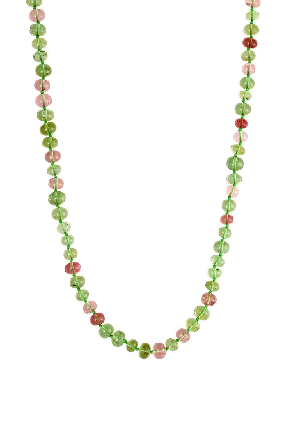 Pink Green Tourmaline Beaded Necklace