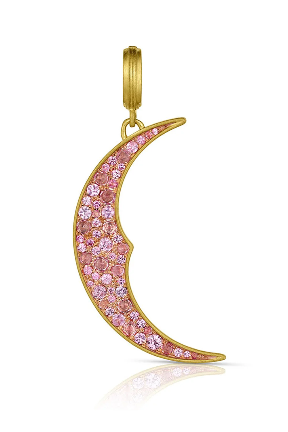 Pink Sapphire Crescent Moon Pendant