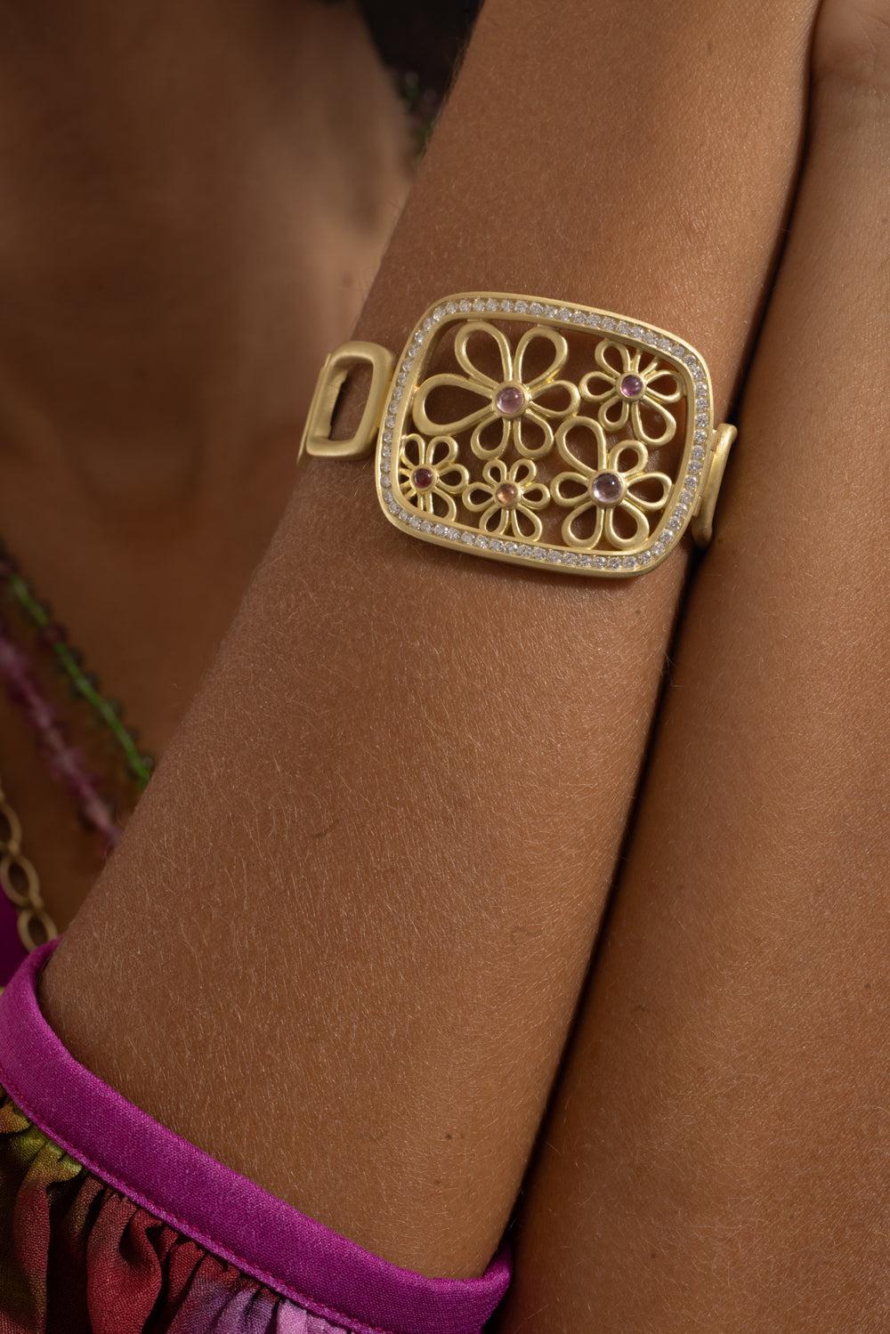 Pink Sapphire Flora Frame Bracelet - Image 4