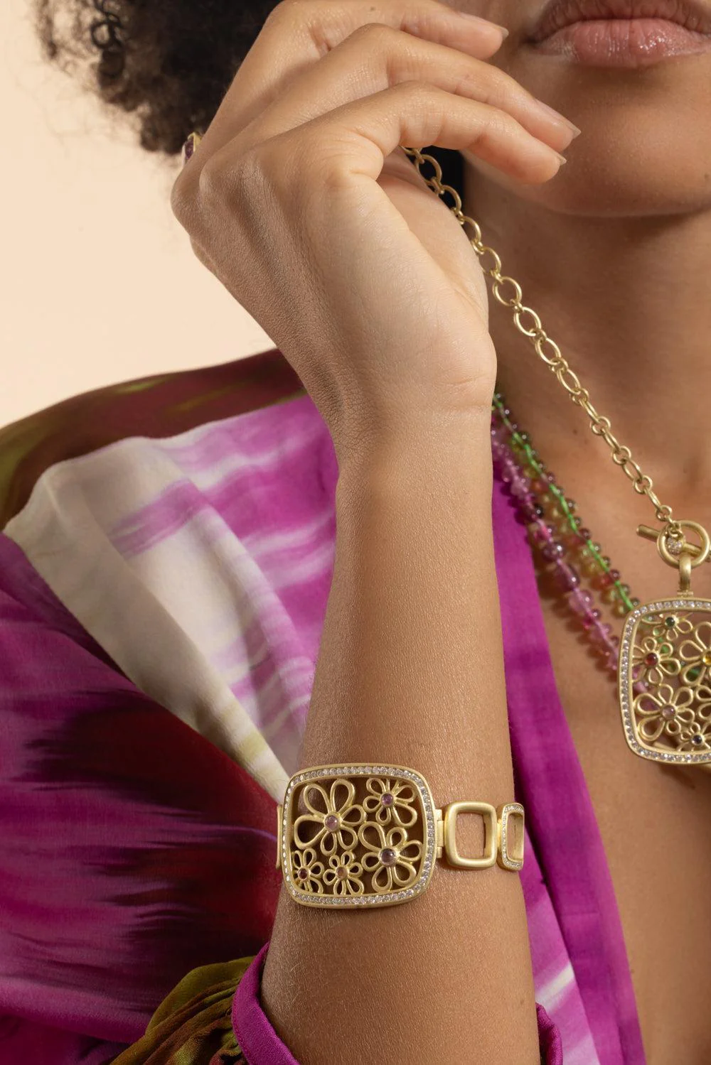 Pink Sapphire Flora Frame Bracelet - Image 5