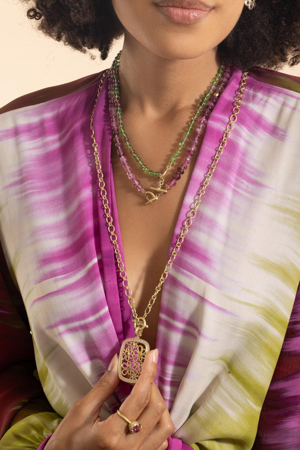 Pink Tourmaline Beaded Necklace - Image 5