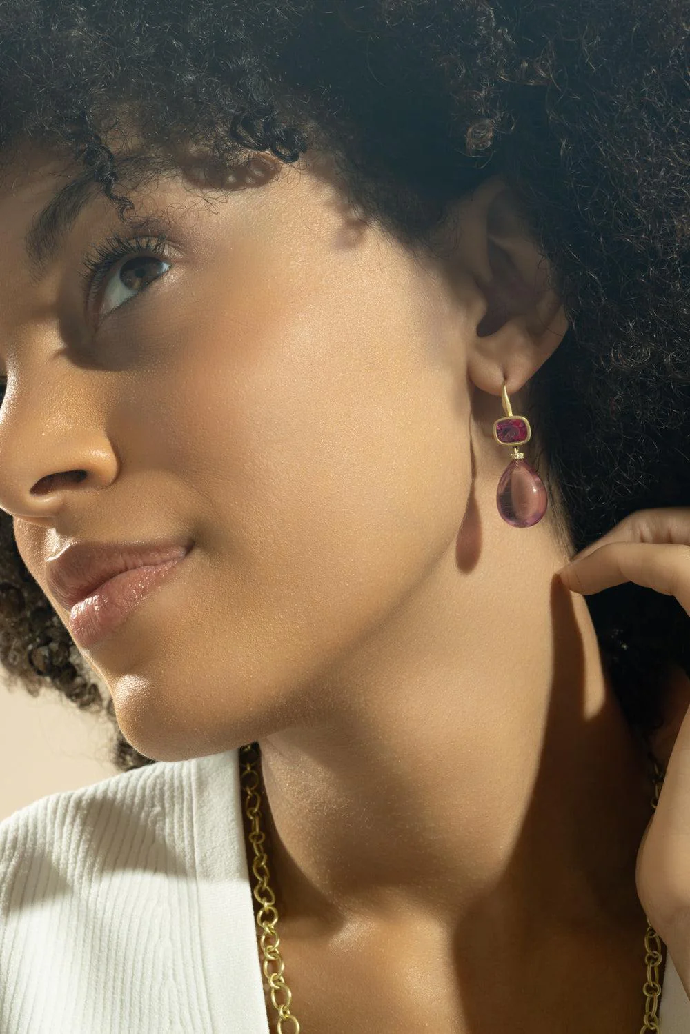 Pink Tourmaline Gemmy Drop Earrings - Image 3