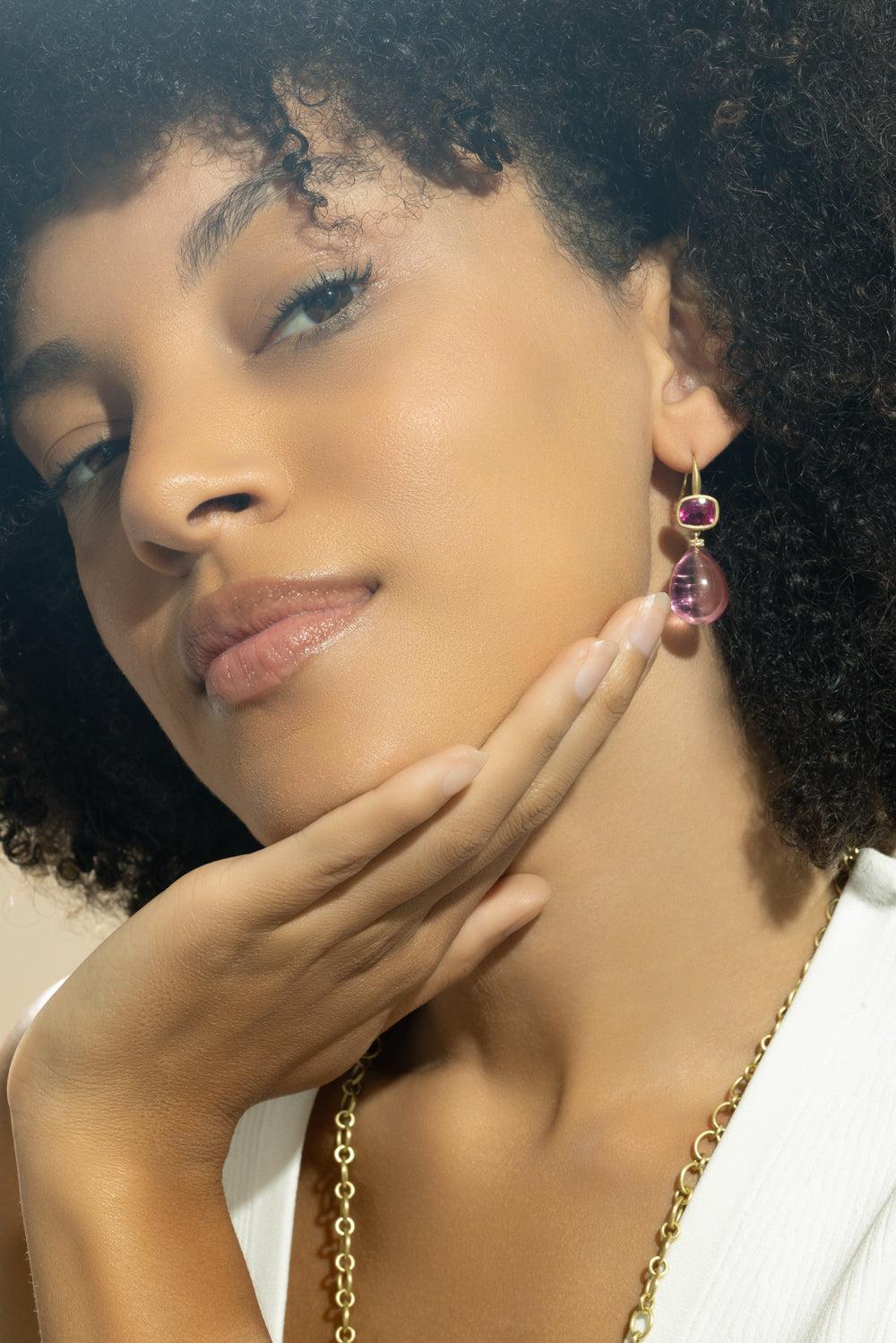 Pink Tourmaline Gemmy Drop Earrings - Image 4