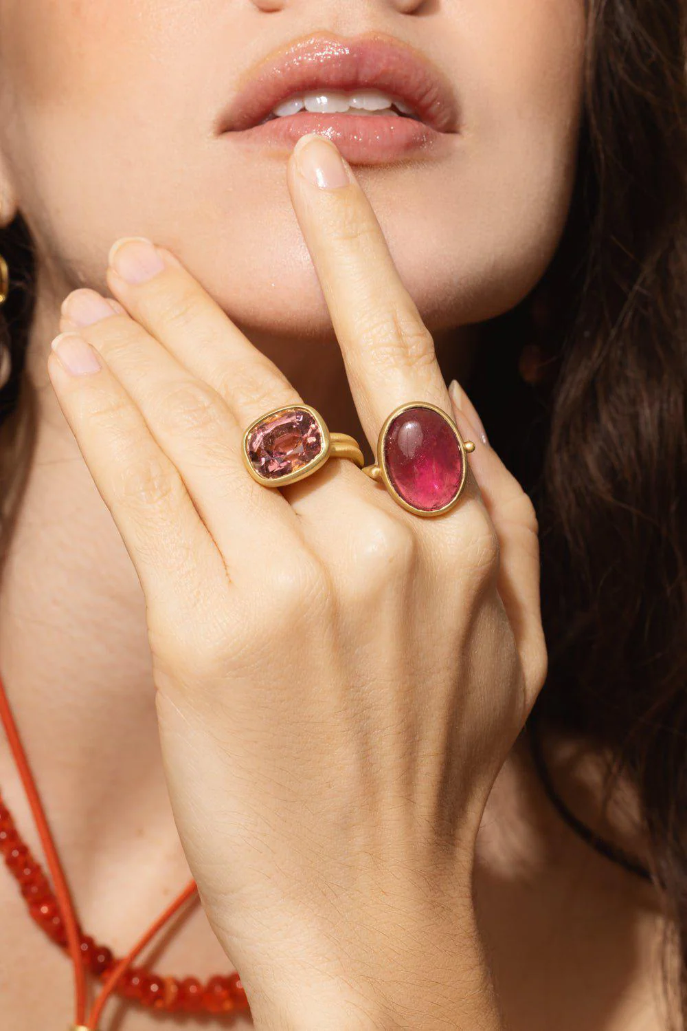 Pink Tourmaline Scallop Diamond Ring - Image 2