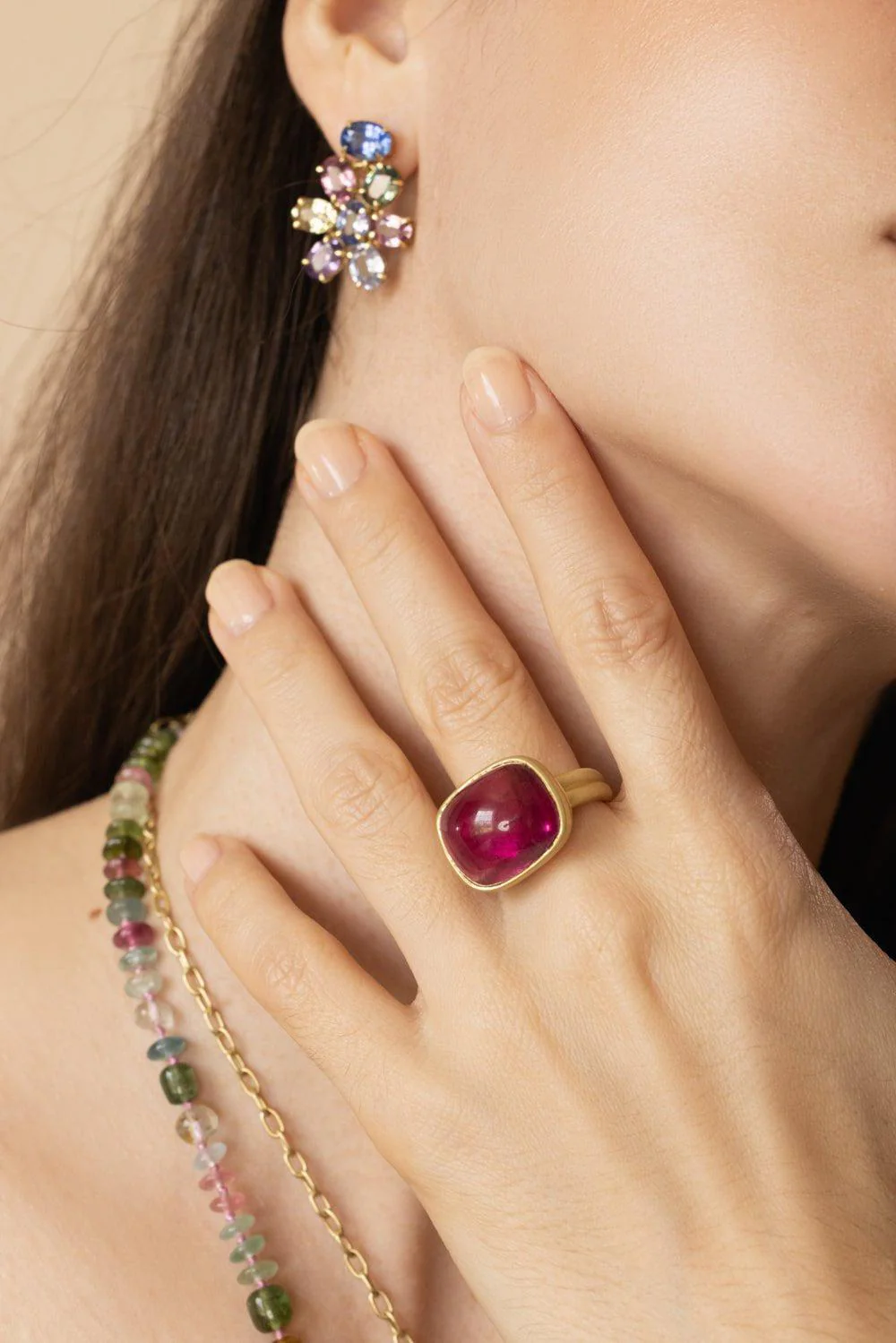 Pink Tourmaline Scallop Ring - Image 3