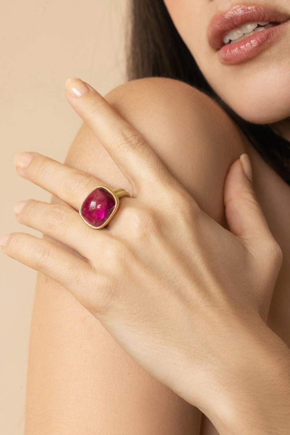 Pink Tourmaline Scallop Ring - Image 4