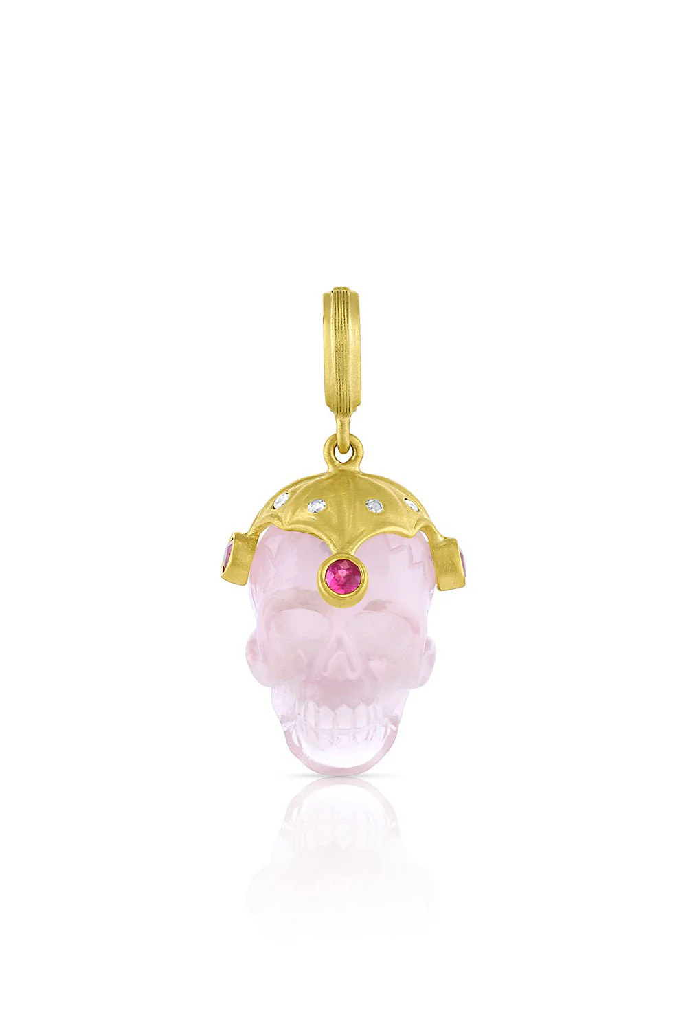 Rose Quartz Pink Sapphire Skull Pendant