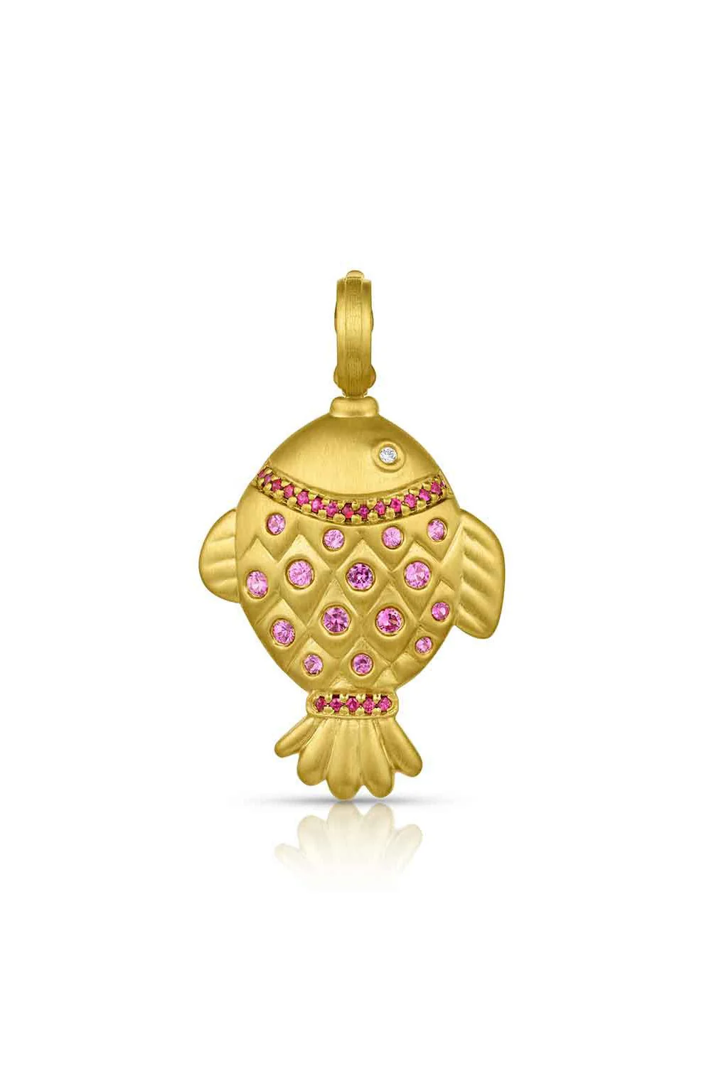 Ruby Pink Sapphire Chubby Fish Pendant