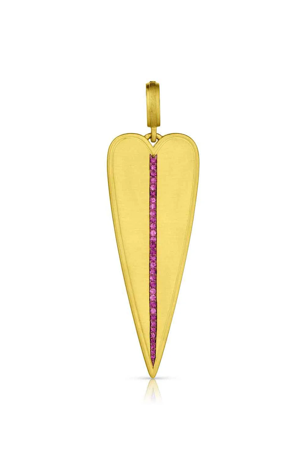 Skinny Pink Sapphire Heart Pendant