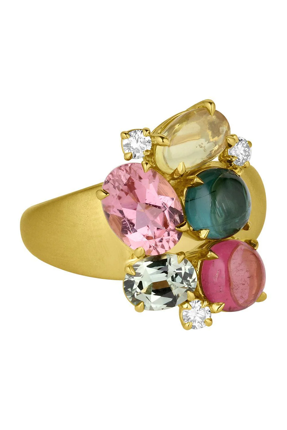 Tourmaline Sapphire Diamond Cluster Ring - Image 5
