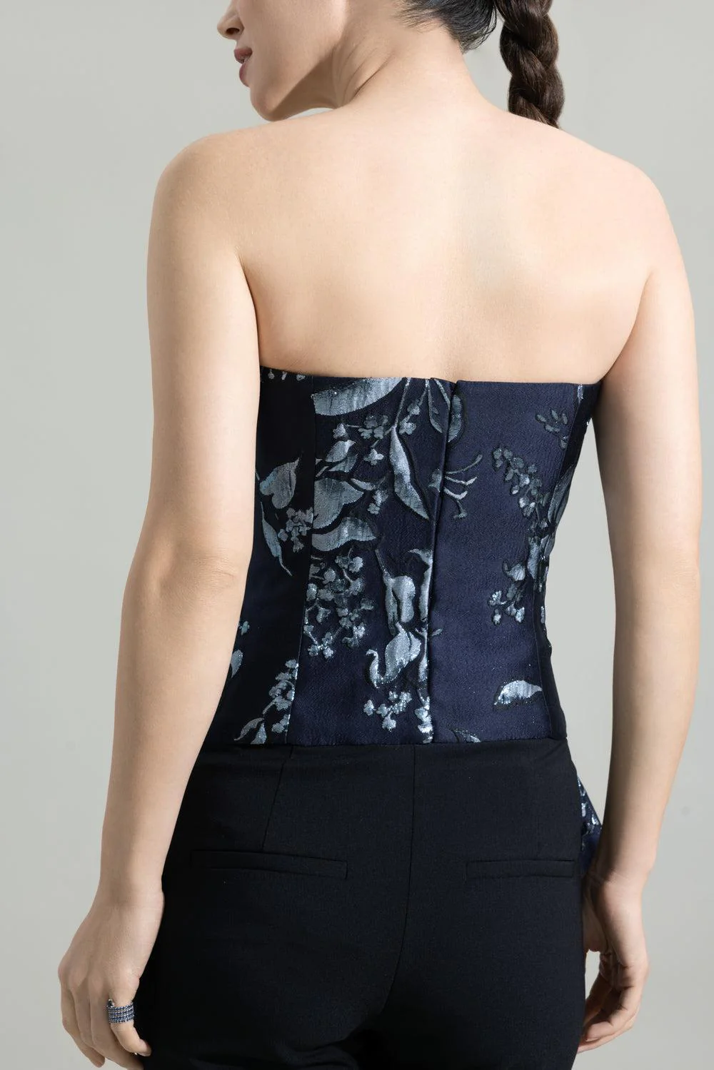 Metallic Floral Jacquard Cascade Top - Image 4