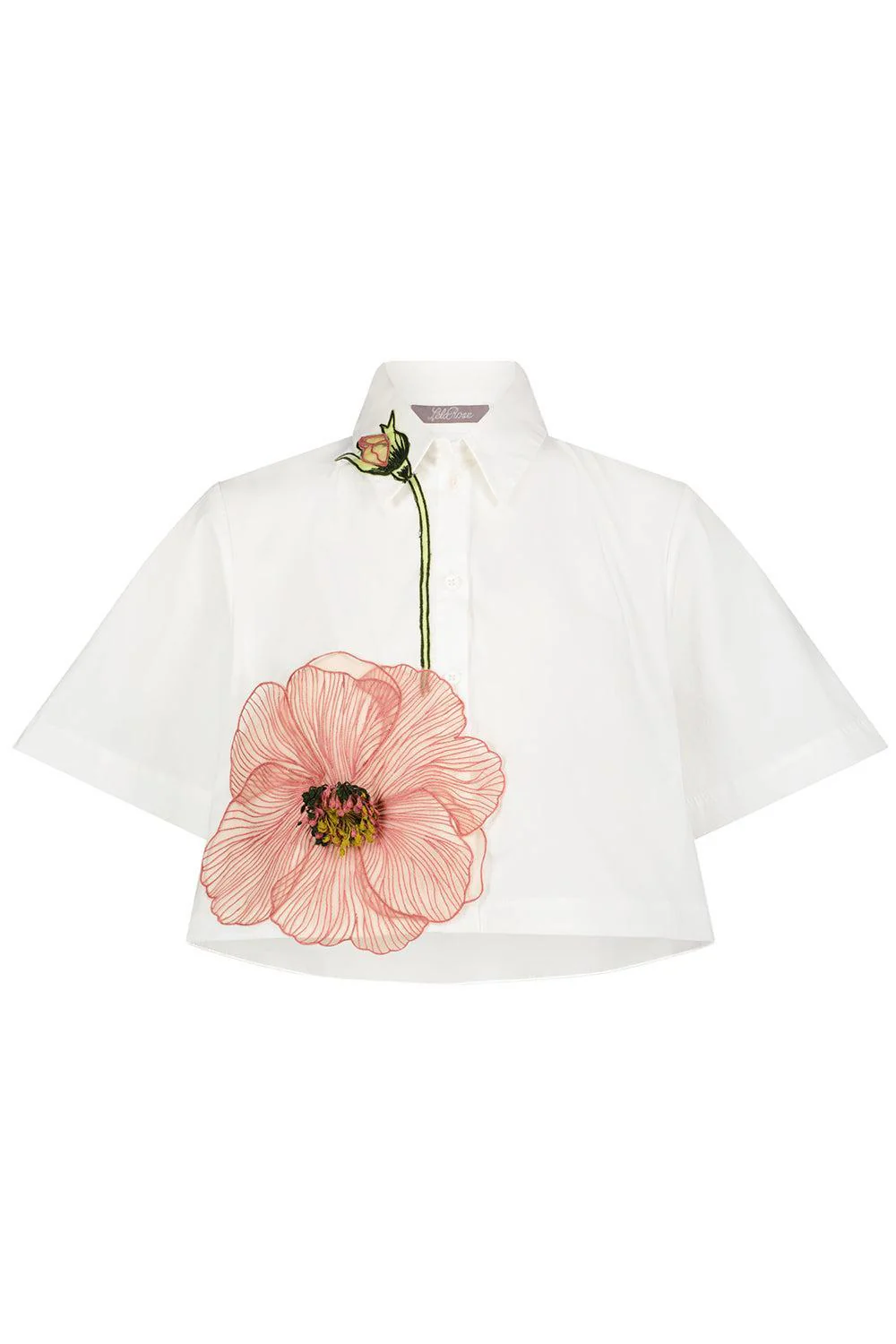 Peony Embroidered Crop Shirt