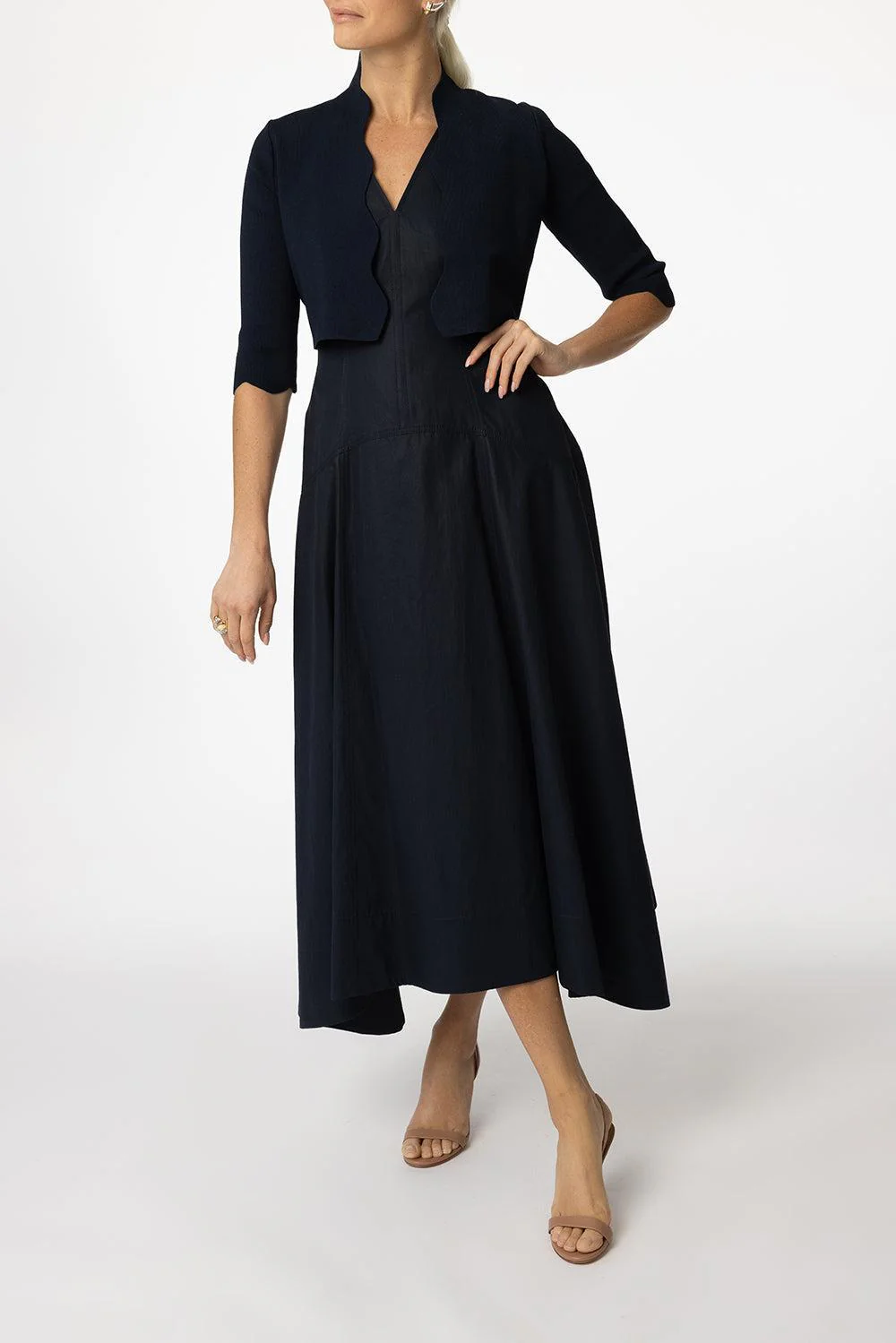 Scallop Knit Bolero - Navy - Image 2