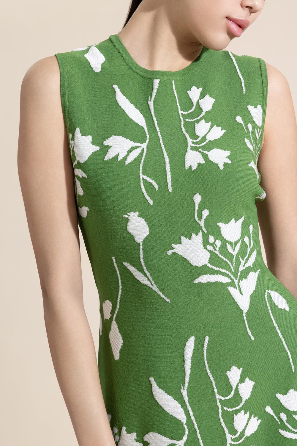 Sleeveless Floral Knit Mini Dress - Image 3