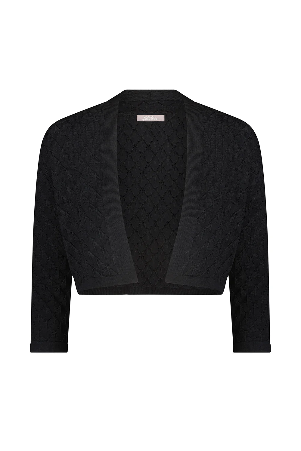 Three Quarter Sleeve Knit Bolero - Black