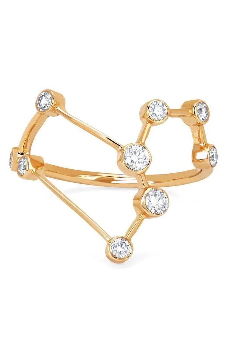 Diamond Leo Constellation Ring