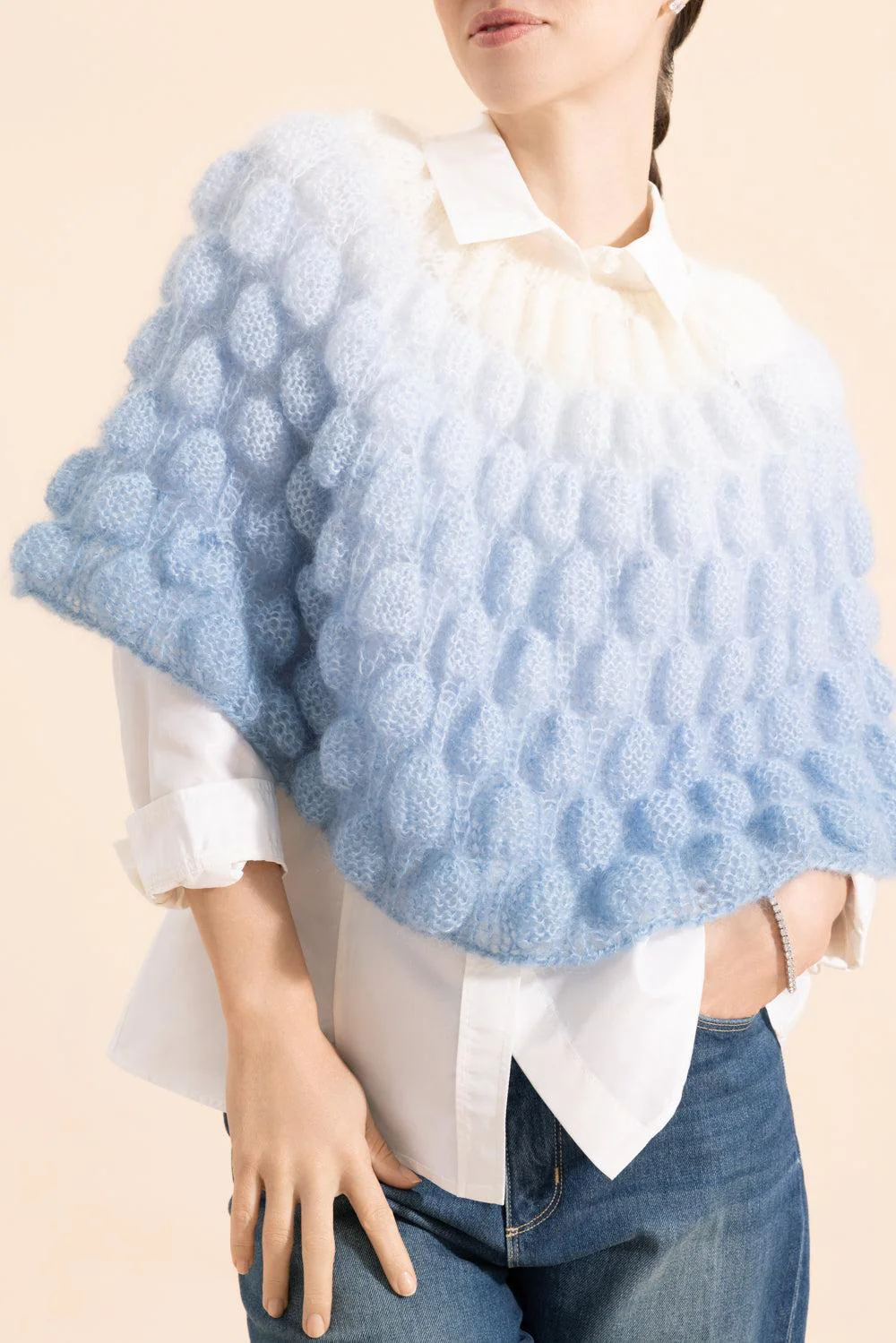 Tove Poncho - White Pearl Blue - Image 2