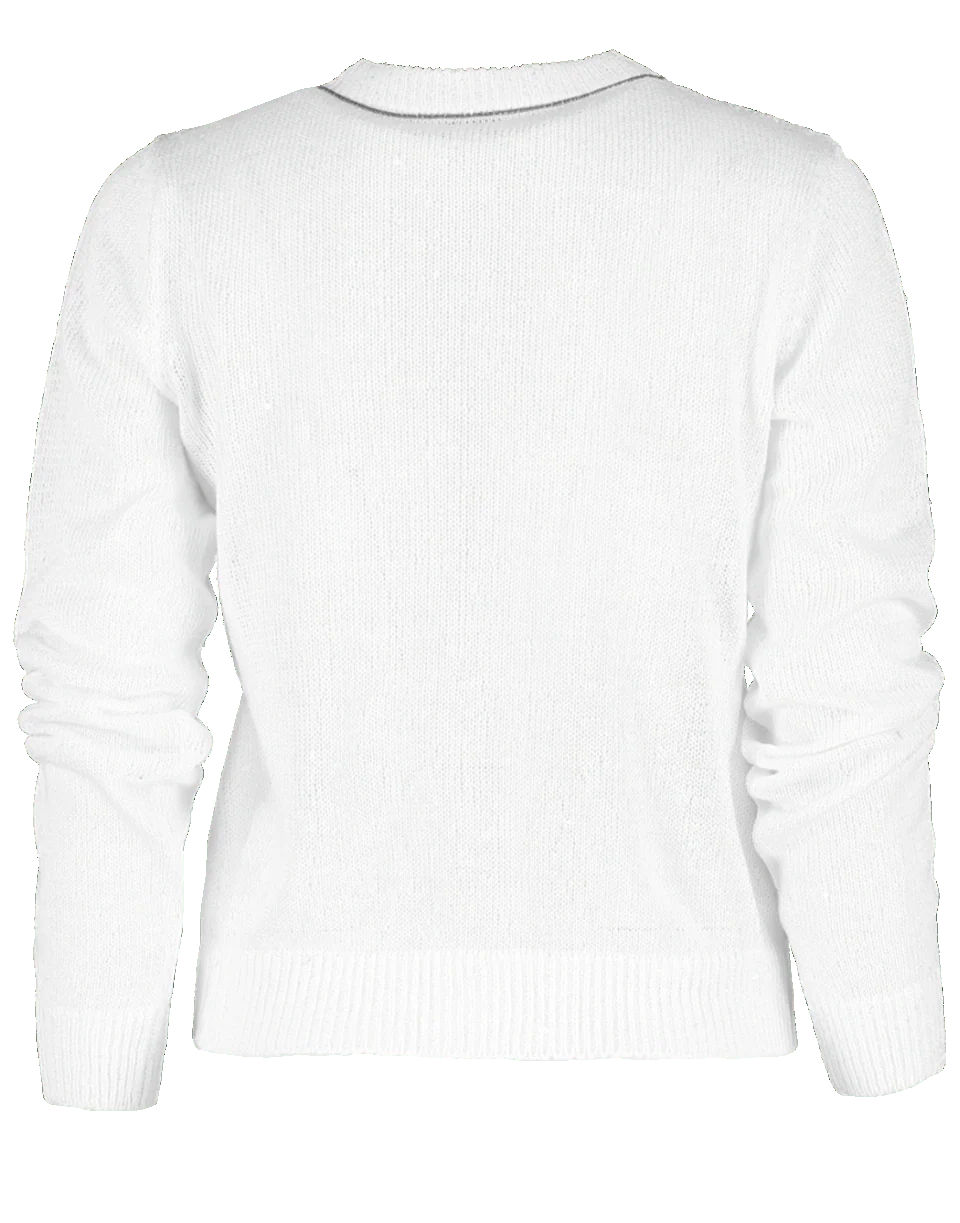 Linen Silk Paillette Cropped Cardigan - Image 5