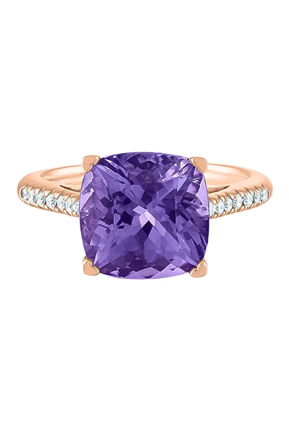 Amethyst Diamond Ring