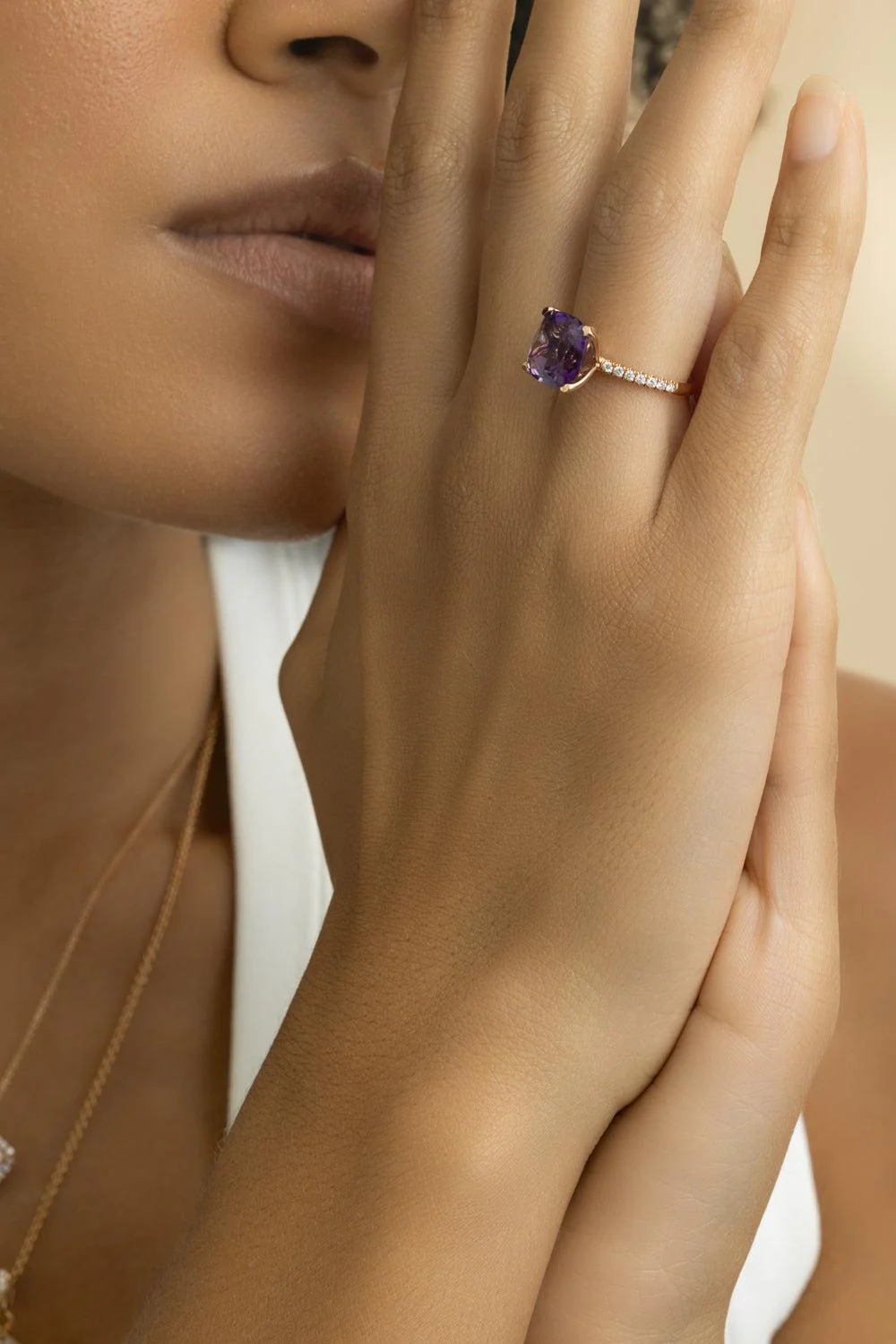 Amethyst Diamond Ring - Image 3