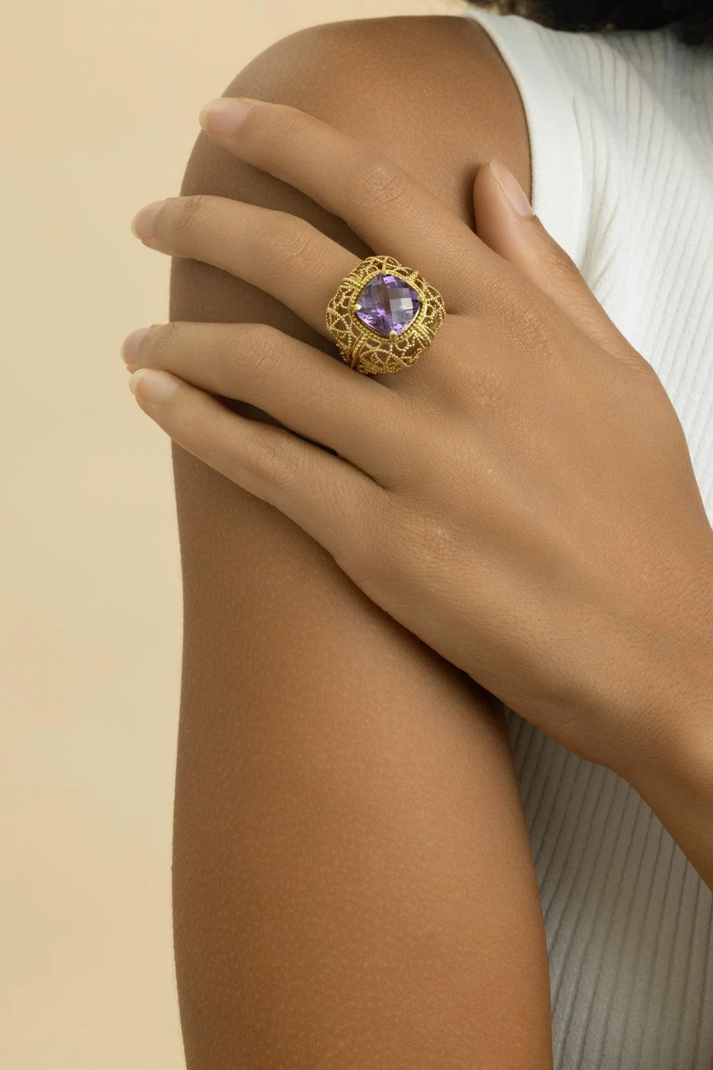 Amethyst Textured Ring - Image 3