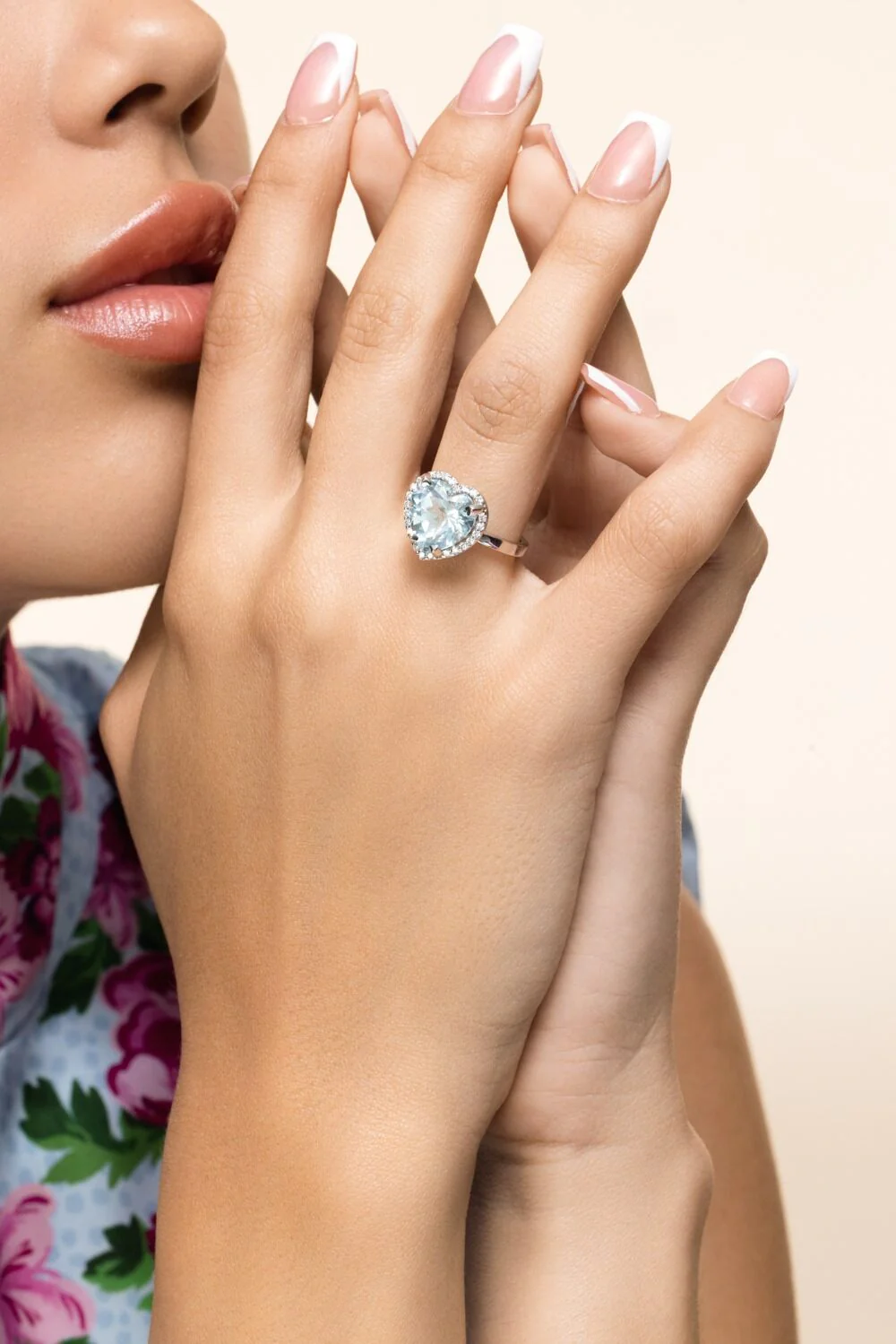 Aquamarine Diamond Heart Ring - Image 4