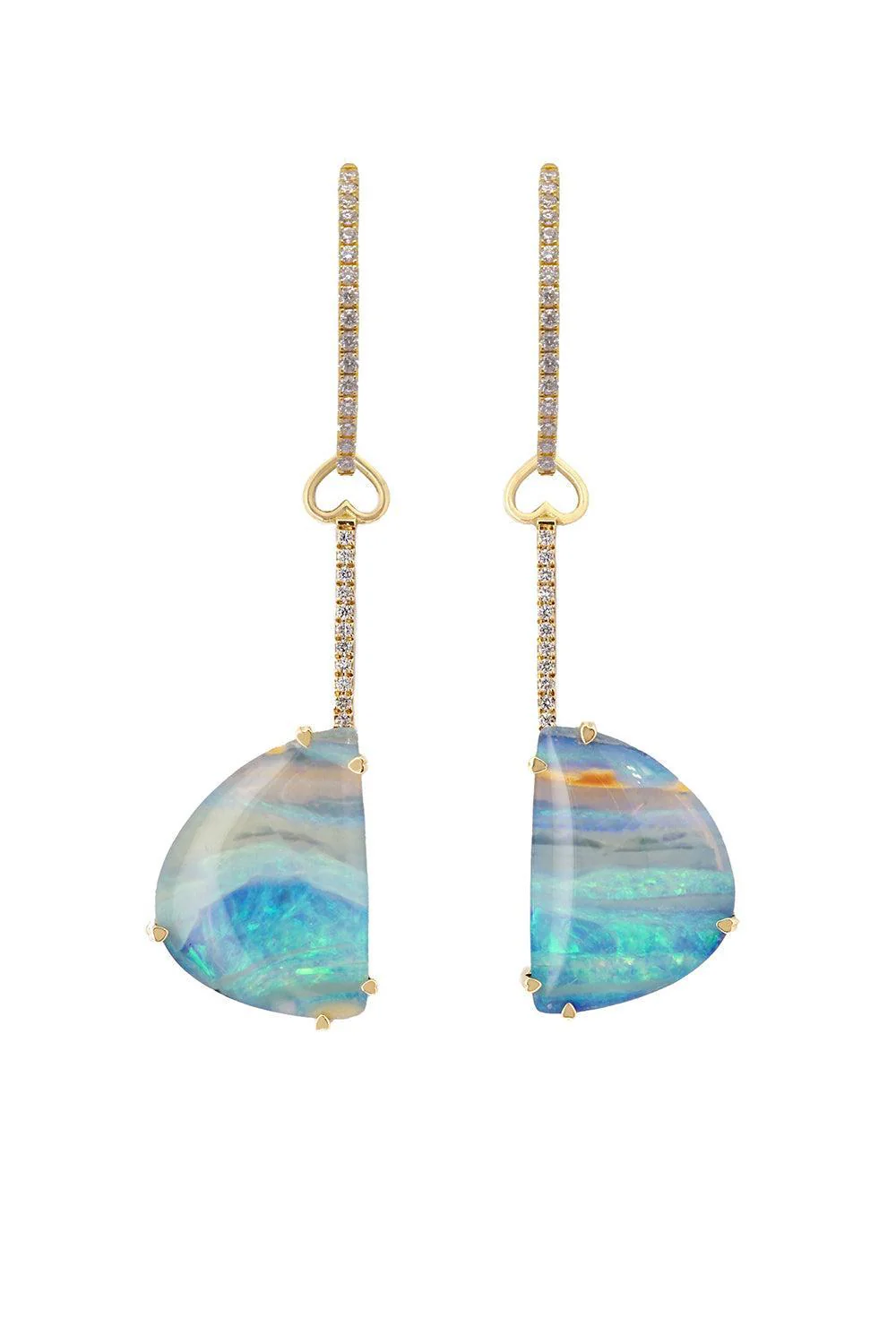 Australian Boulder Opal Diamond Earrings