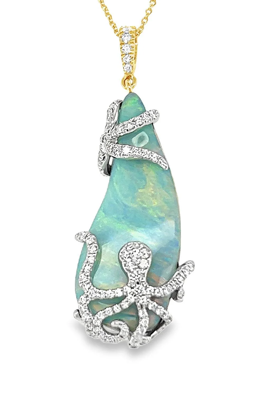 Australian Boulder Opal Diamond Necklace