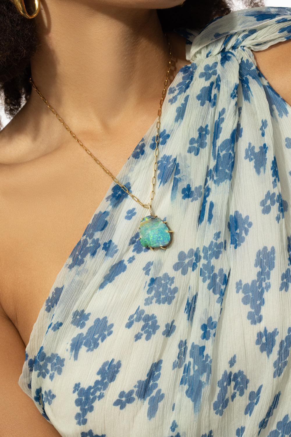 Australian Boulder Opal Diamond Necklace - Image 2