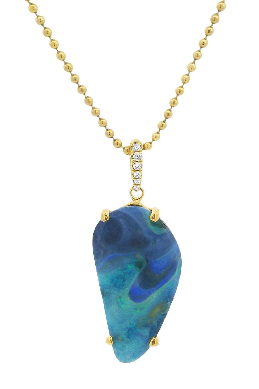 Australian Boulder Opal Diamond Pendant Necklace