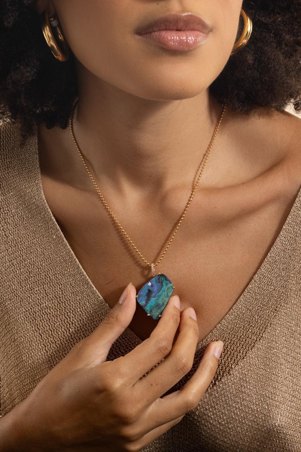 Australian Opal Boulder Pendant Necklace - Image 2