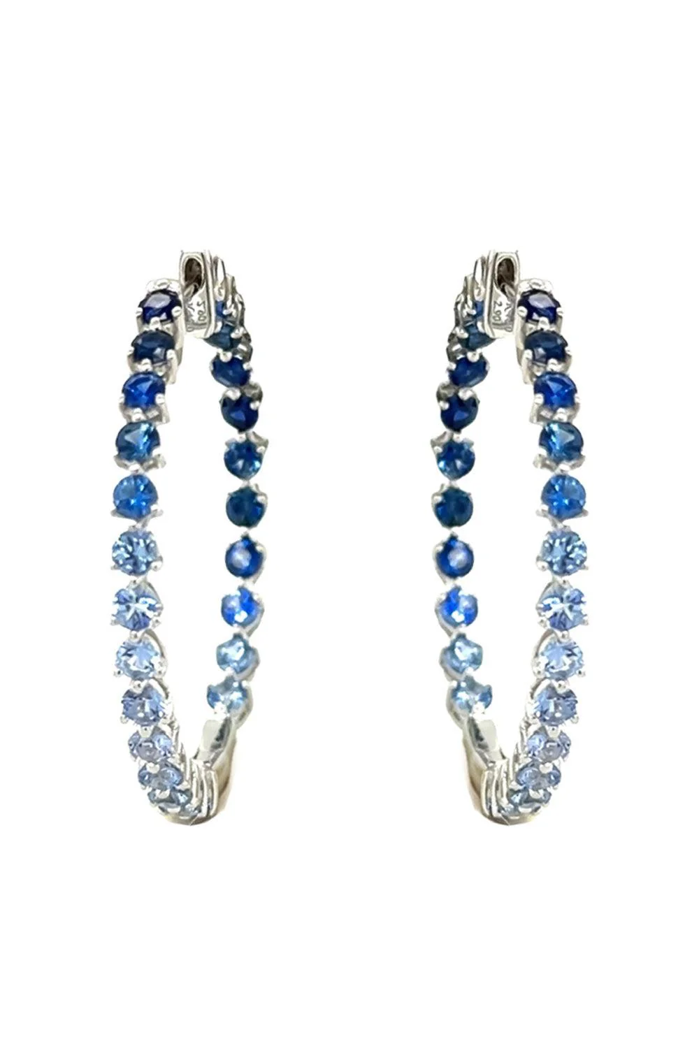 Blue Sapphire Hoop Earrings