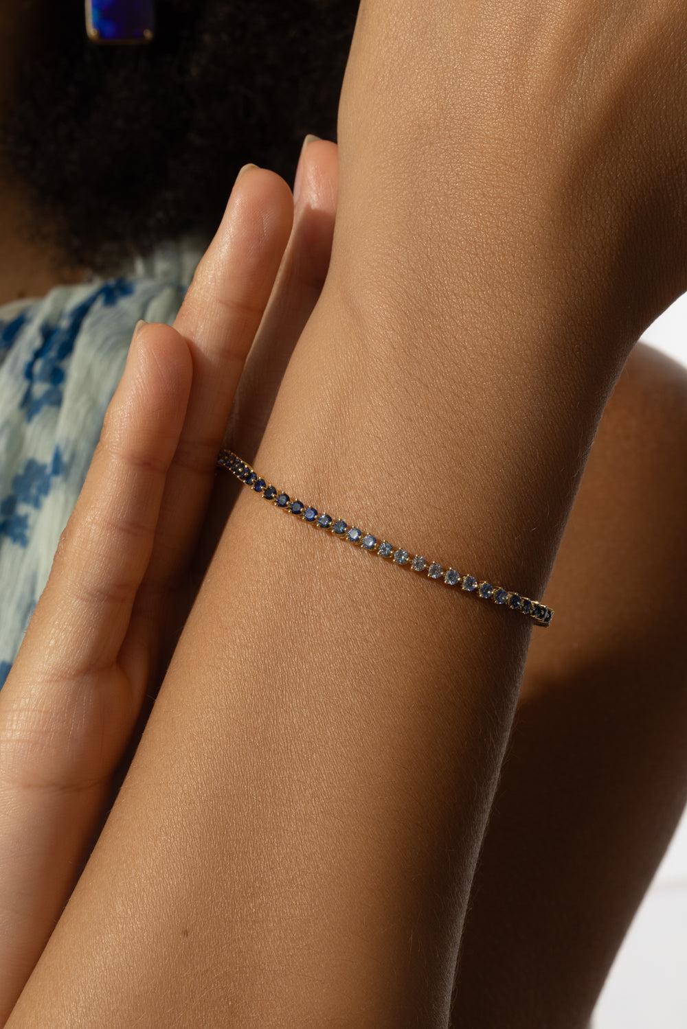 Blue Sapphire Ombre Bracelet - Yellow Gold - Image 4