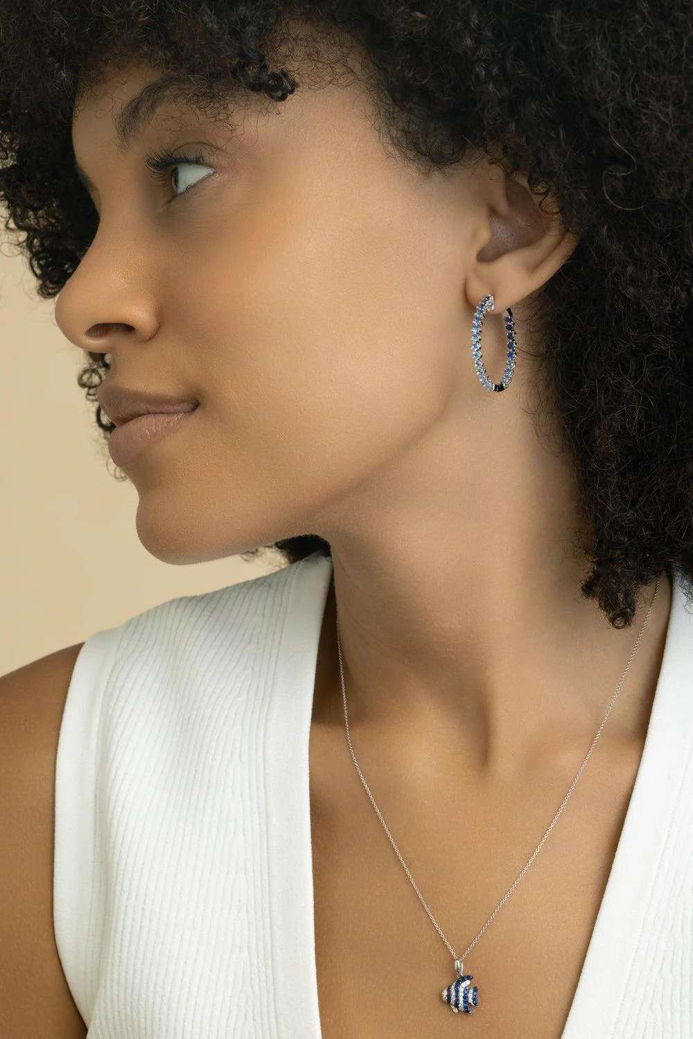 Blue Sapphire Ombre Hoop Earrings - Image 2